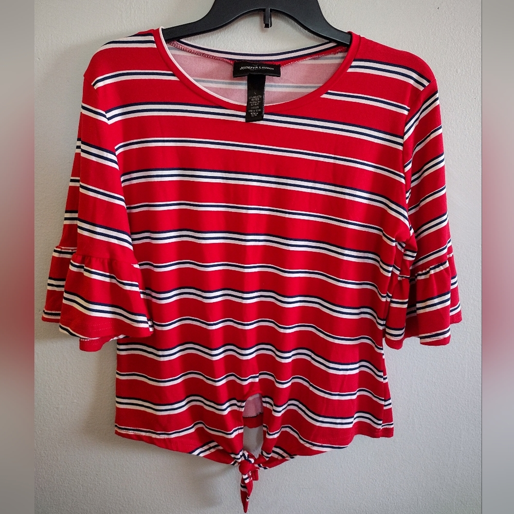 NWOT women's Large Red ruffle sleeve crop top